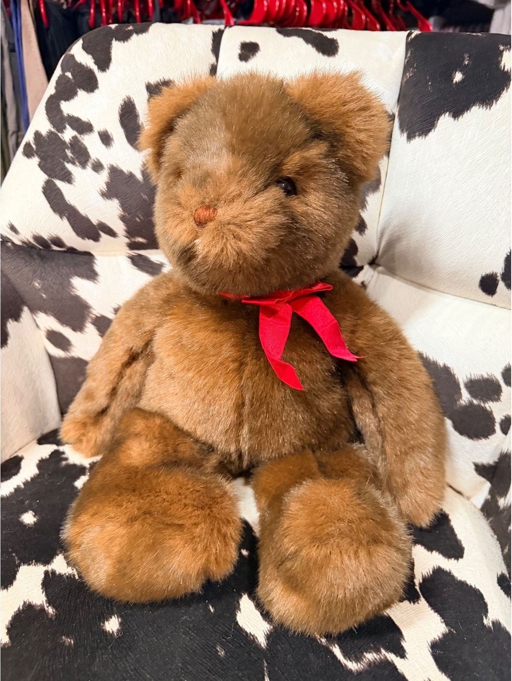 Ty Classic Brown Plush Teddy Bear with Red Ribbon